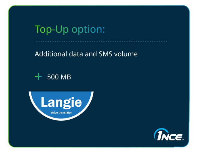 Tarjeta SIM: volumen de datos 500 MB con una velocidad de hasta 1 Mbit/s