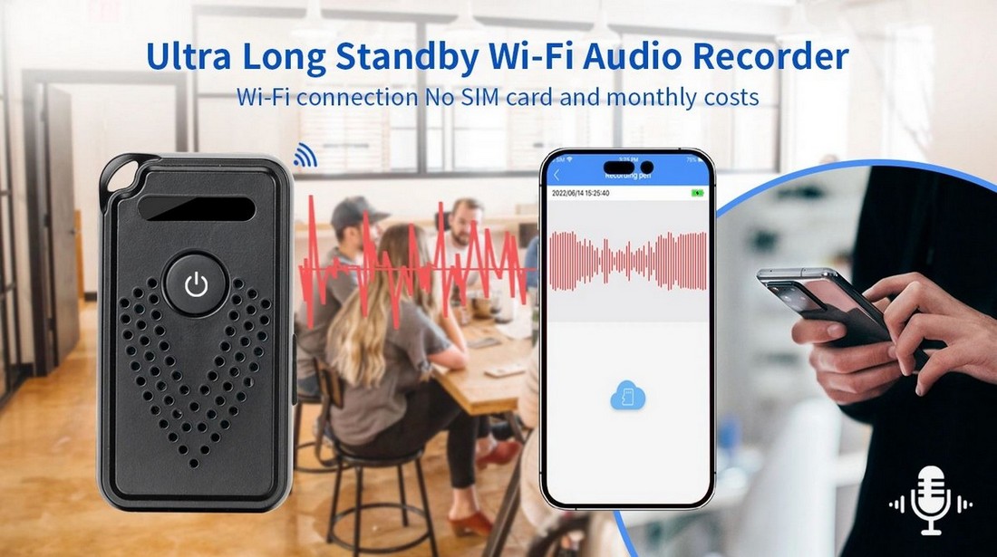 Grabadora de audio wifi con grabación de sonido oculta